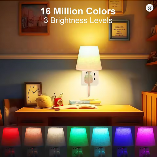 Desk lamp with 16 million colors and 3 brightness levels on a wall-mounted socket.