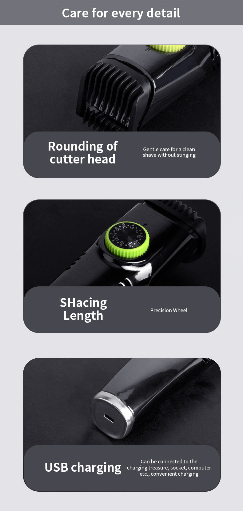 Rechargeable Vacuum Beard & Mustache Trimmer