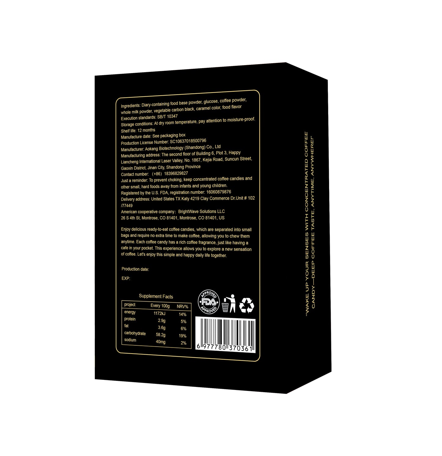 American - Style Concentrated Coffee Candies, Individually Packaged, No Need For Brewing, With A Rich And Mellow Taste. Suitable For People Doing Outdoor Sports, Those At Parties And Drivers.