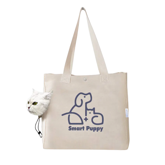 Portable Canvas Print Handbag for Outings with Pets