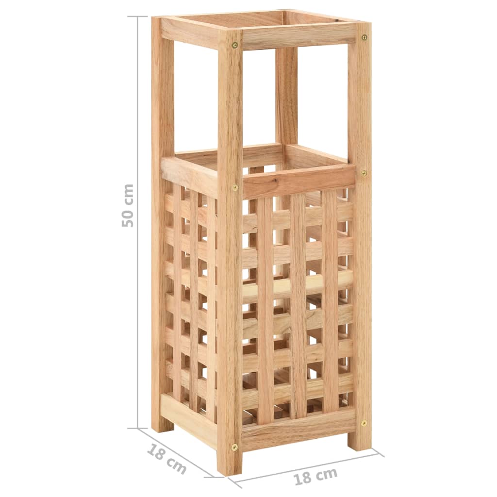 Wooden umbrella stand with dimensions on a white background