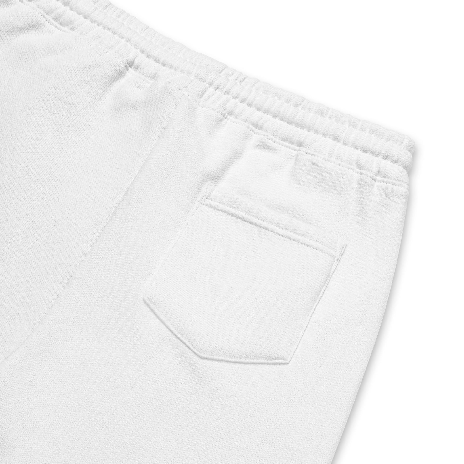 Close-up of white pants with a pocket on a white background